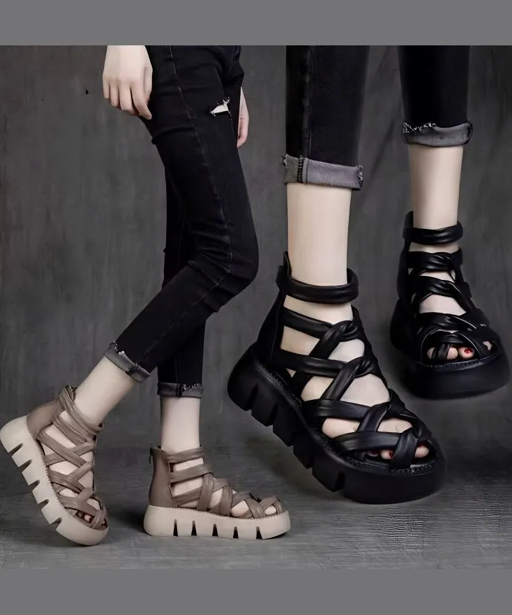 2024 Summer New Black Hollow Out Roman Sandals AP1043