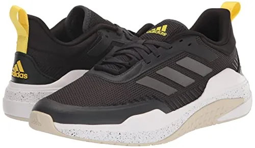 adidas Men's Trainer V Running Shoe, Carbon/Iron Metallic/Impact Yellow, 10