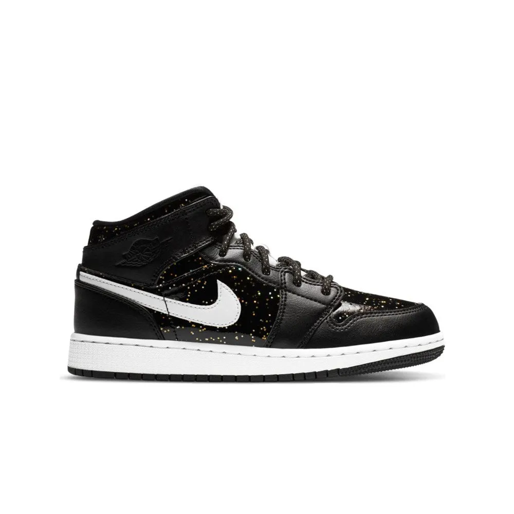 Air Jordan 1 Mid SE 'Black Glitter' GS AV5174-001