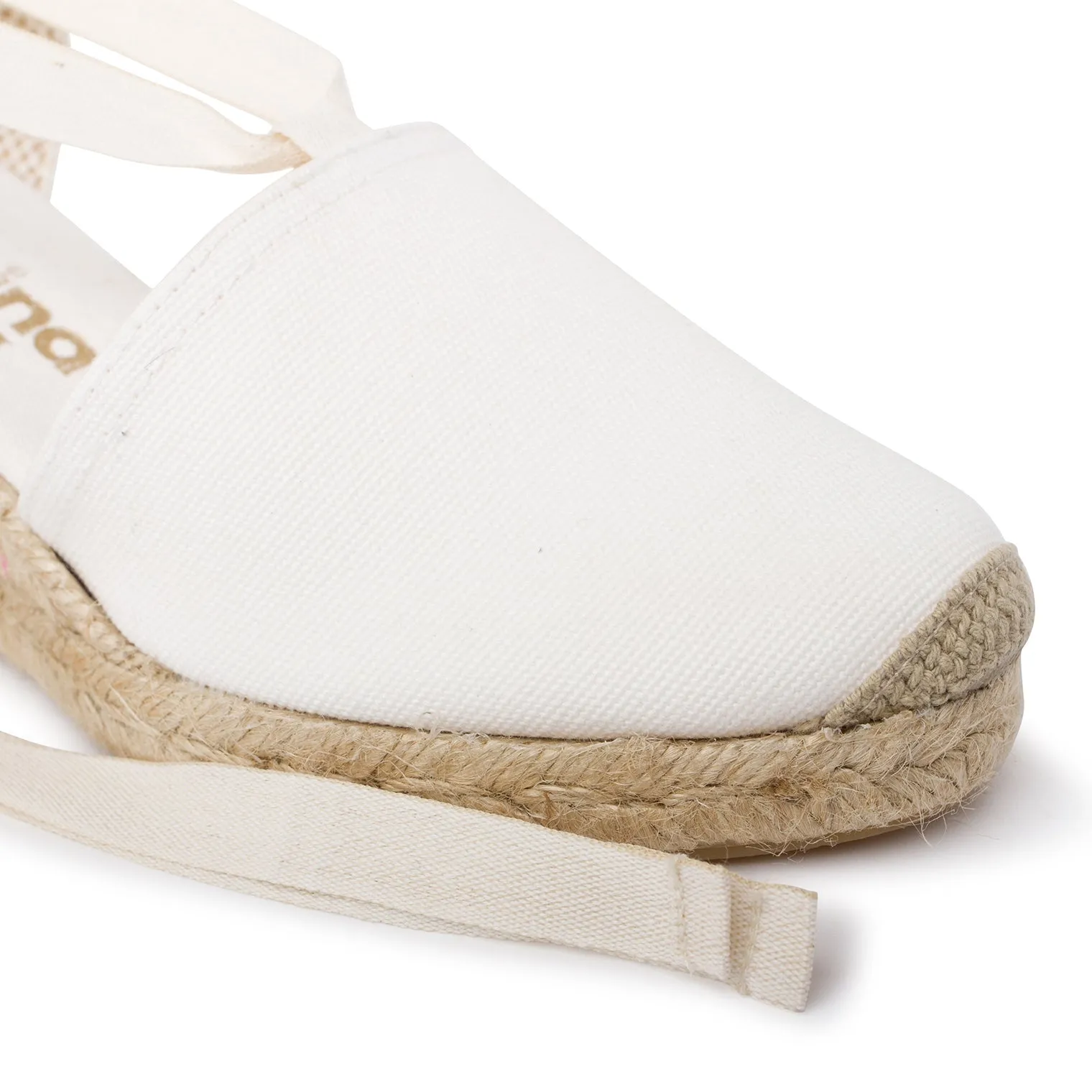 Almanera Sustainable, Eco Friendly, Vegan Canvas Espadrille Wedges - White