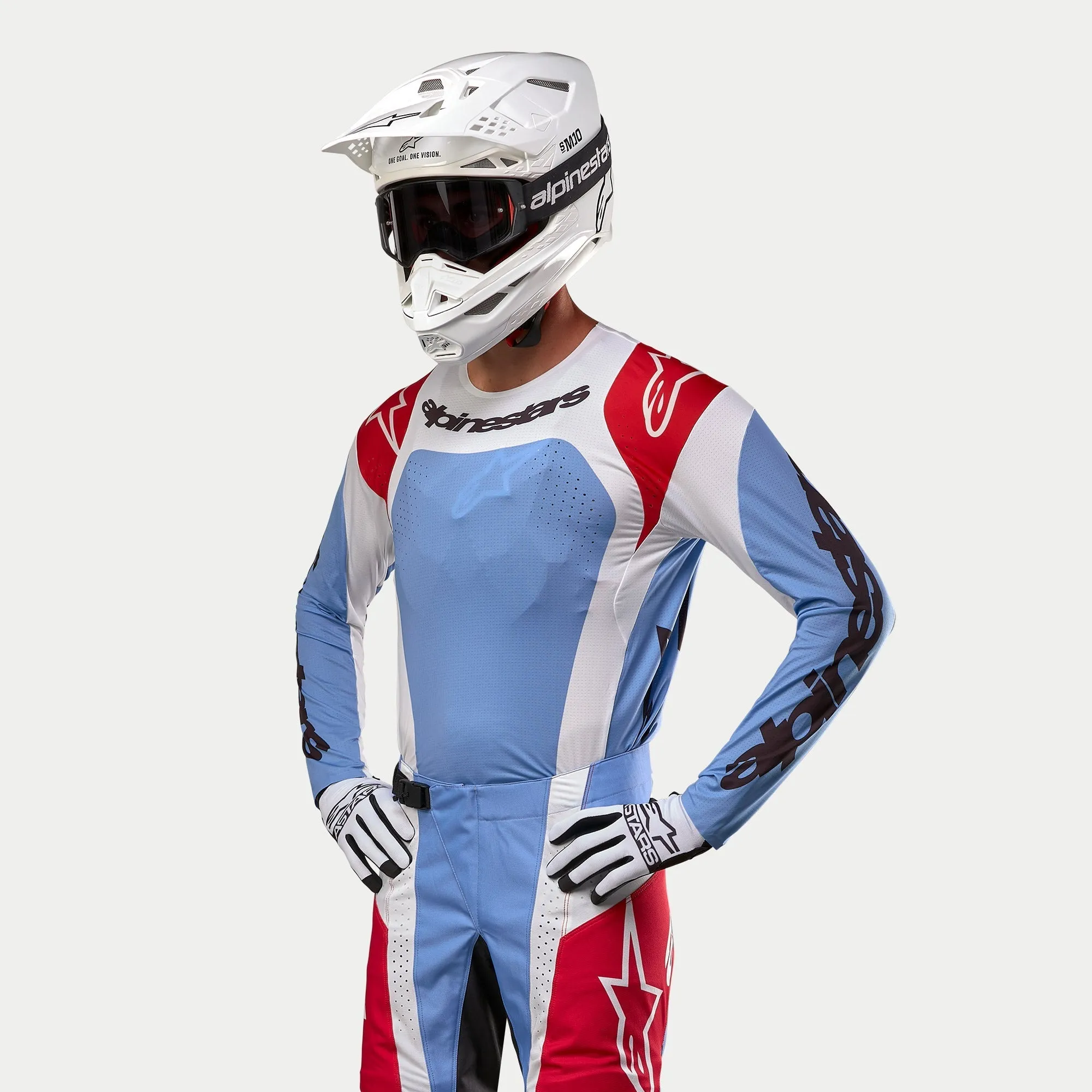 ALPINESTARS 2024 TECHSTAR OCURI JERSEY - LIGHT BLUE MARS RED WHITE