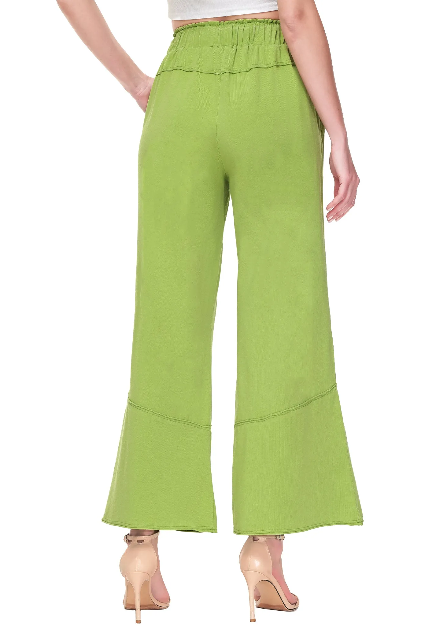 Anna-Kaci Womens High Waist Drawstring Wide Leg Long Pants Casual Loose Soft Ladies Pants with Pockets