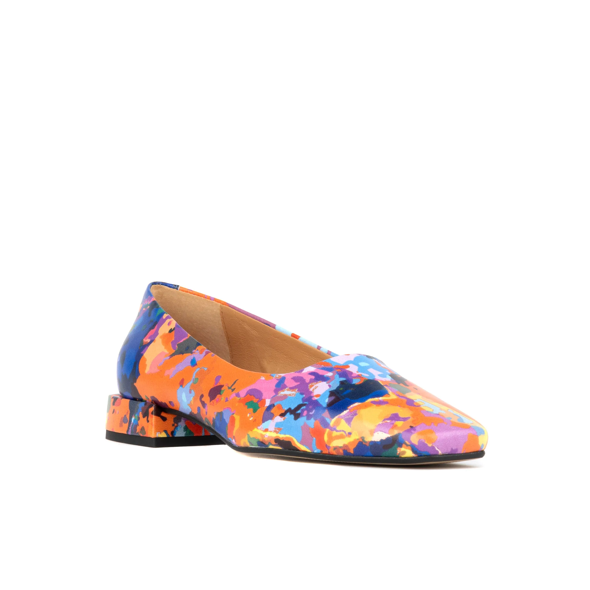 Ballerina - Summer Colours - Women's low heel round toe leather pump in bright print