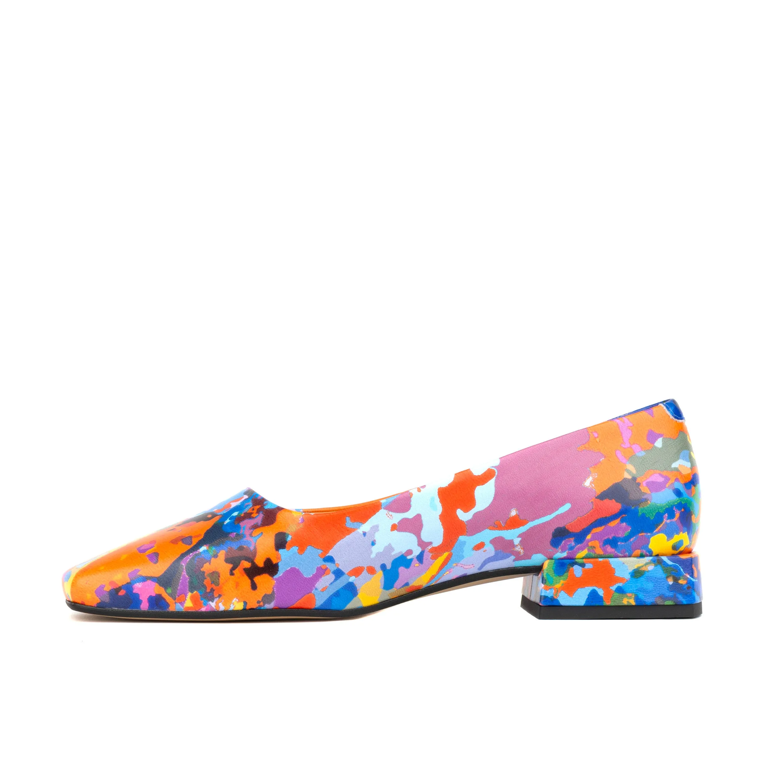 Ballerina - Summer Colours - Women's low heel round toe leather pump in bright print