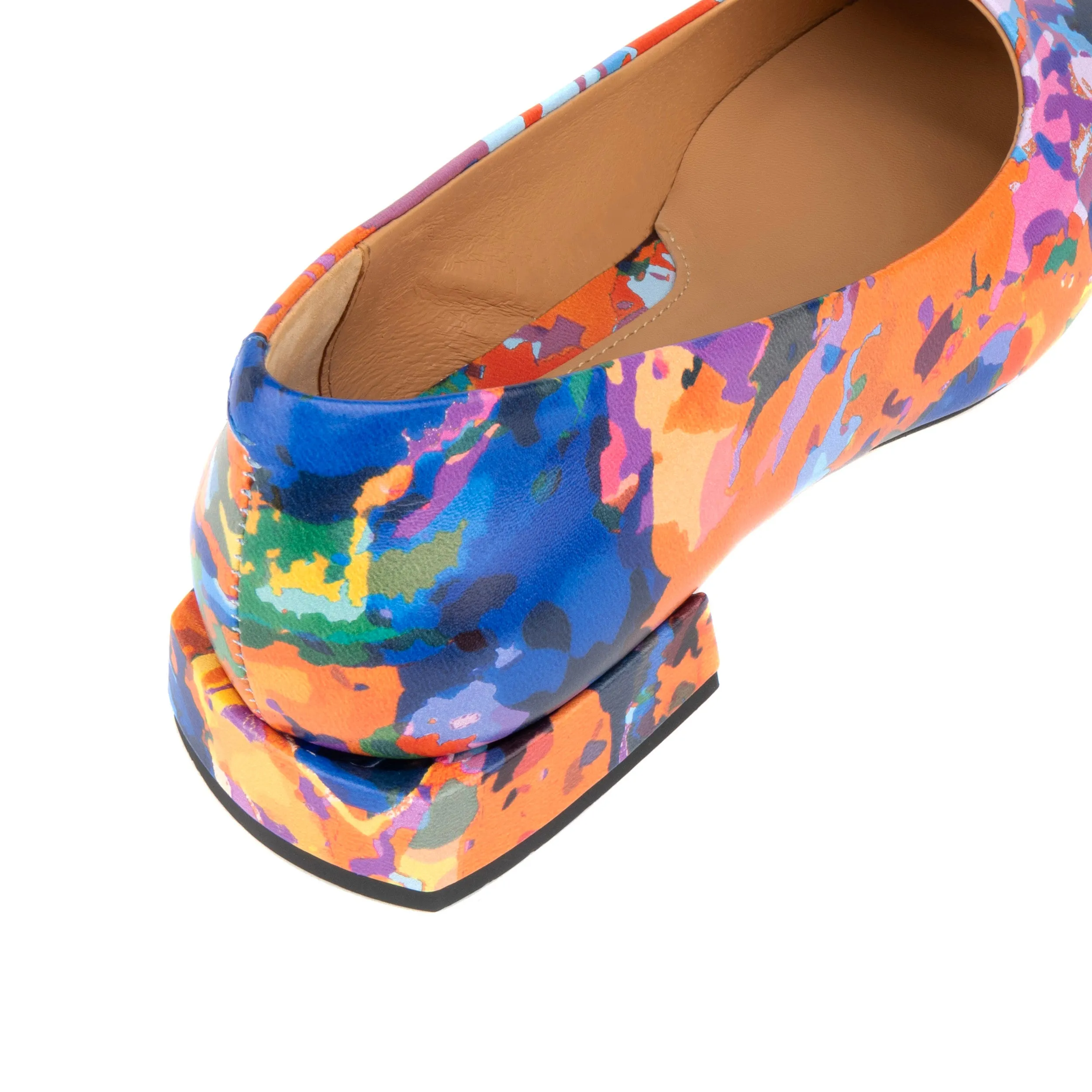 Ballerina - Summer Colours - Women's low heel round toe leather pump in bright print