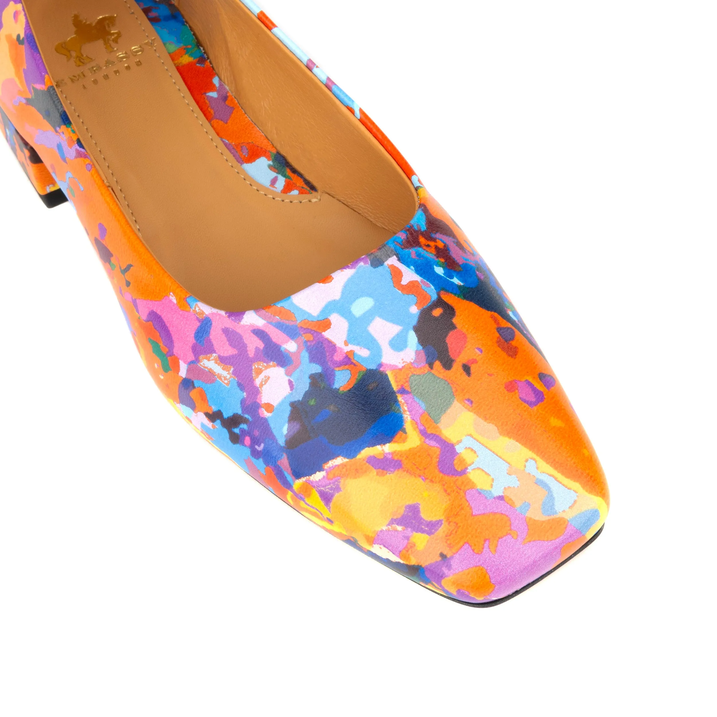 Ballerina - Summer Colours - Women's low heel round toe leather pump in bright print