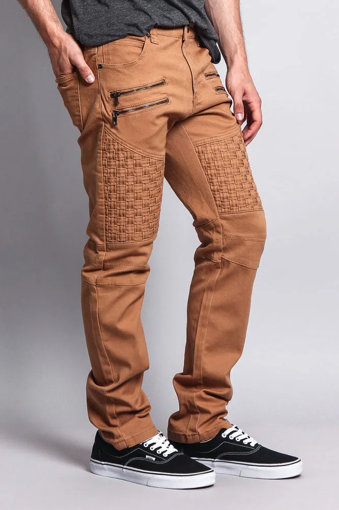 Basket Weave Biker Twill Jeans