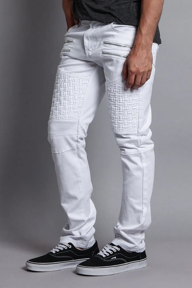 Basket Weave Biker Twill Jeans