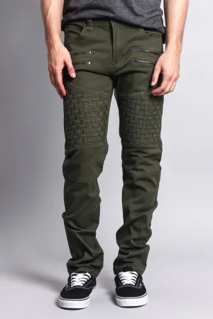 Basket Weave Biker Twill Jeans