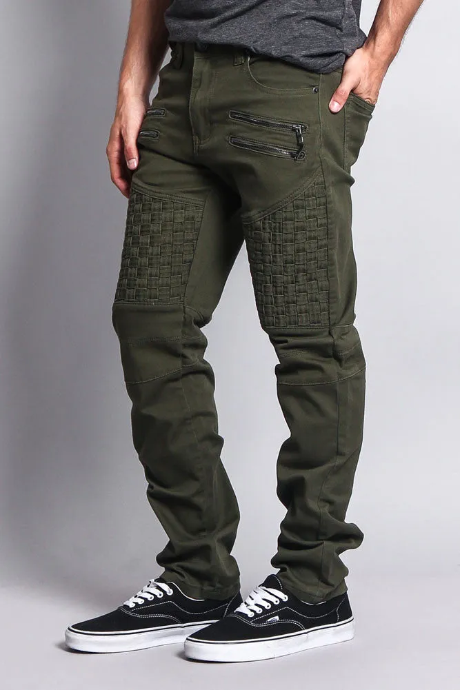 Basket Weave Biker Twill Jeans