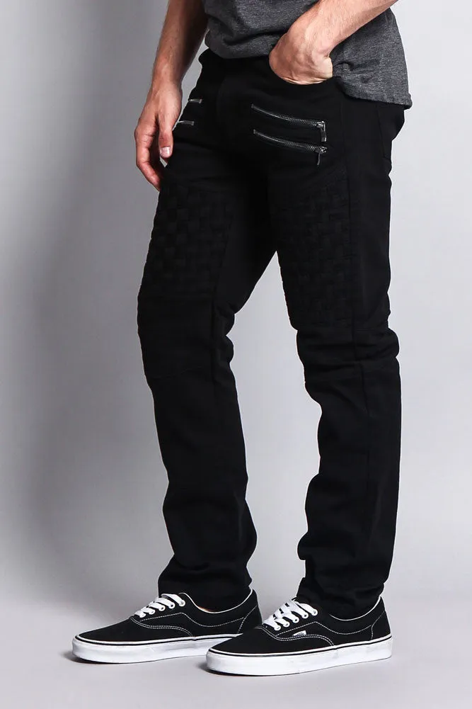 Basket Weave Biker Twill Jeans