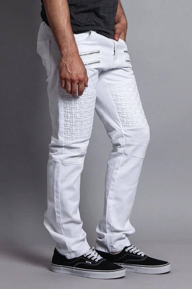 Basket Weave Biker Twill Jeans