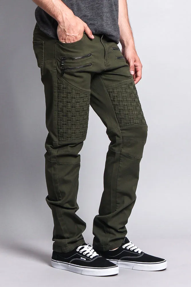 Basket Weave Biker Twill Jeans