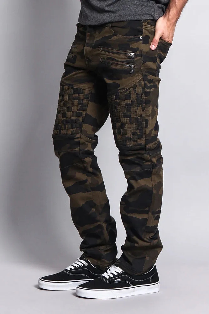 Basket Weave Biker Twill Jeans