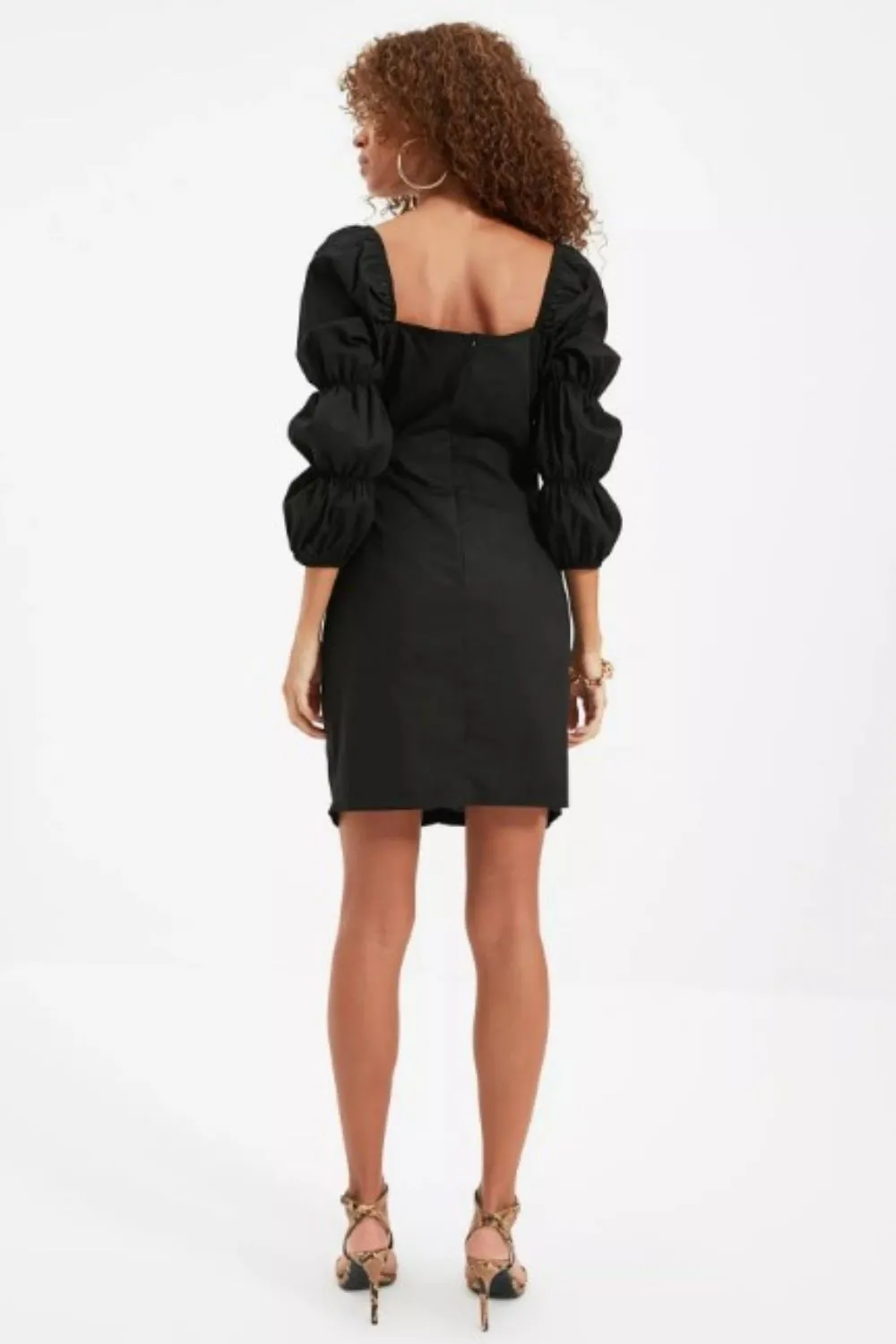 Beauty Again Balloon Sleeve Black Dress