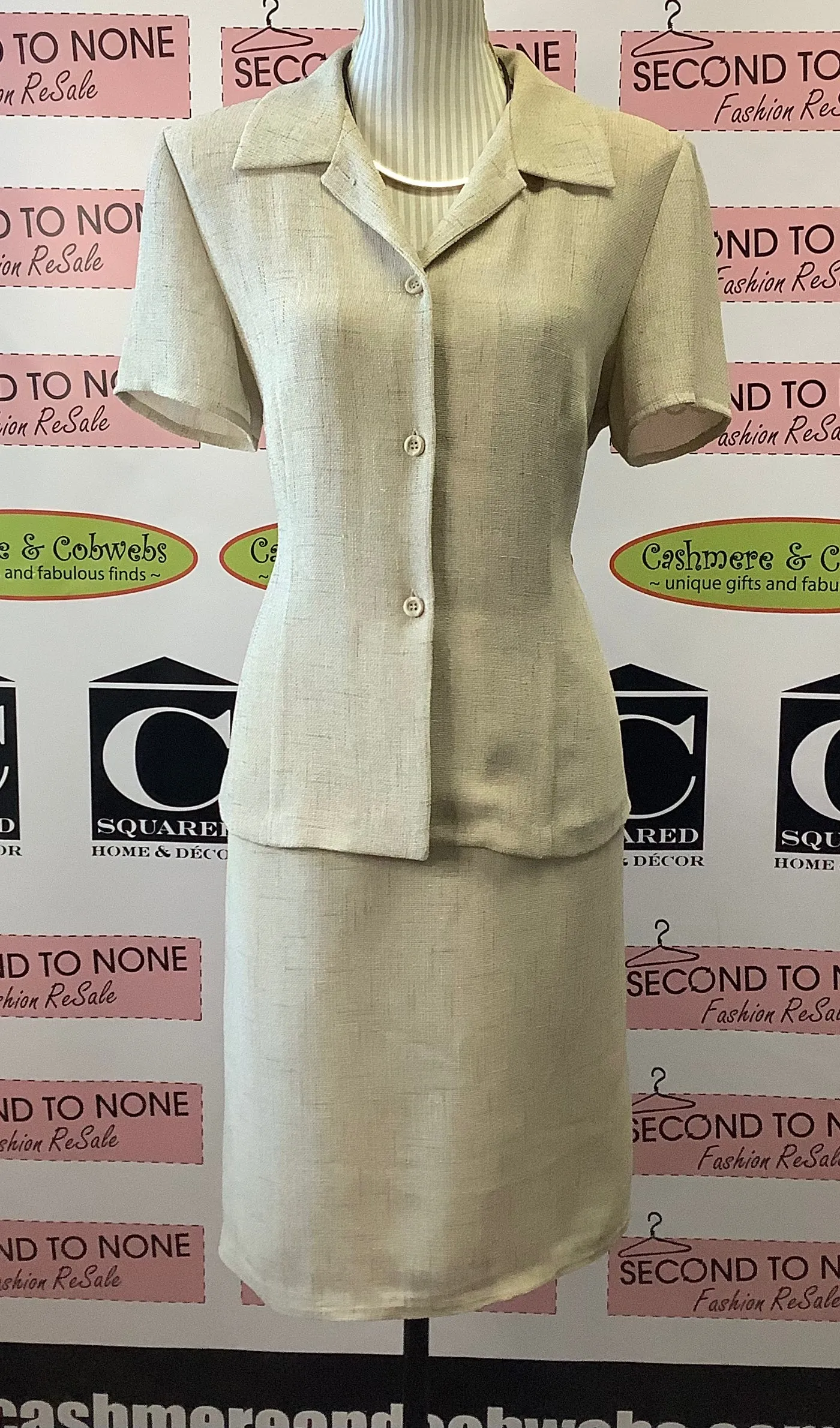 Beige 2.Pc Dress Set (Size 12)