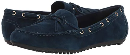 Bella Vita womens Flat Loafer, Navy Suede Leather, 7 Wide US