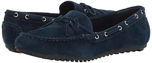 Bella Vita womens Flat Loafer, Navy Suede Leather, 7 Wide US