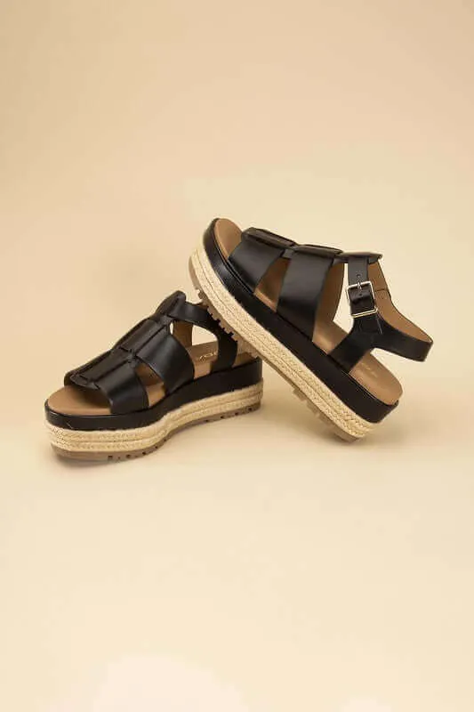 Black Espadrille Gladiator Sandals