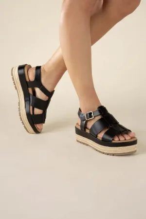 Black Espadrille Gladiator Sandals