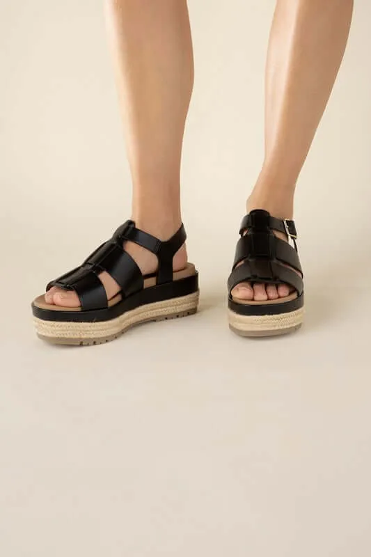 Black Espadrille Gladiator Sandals