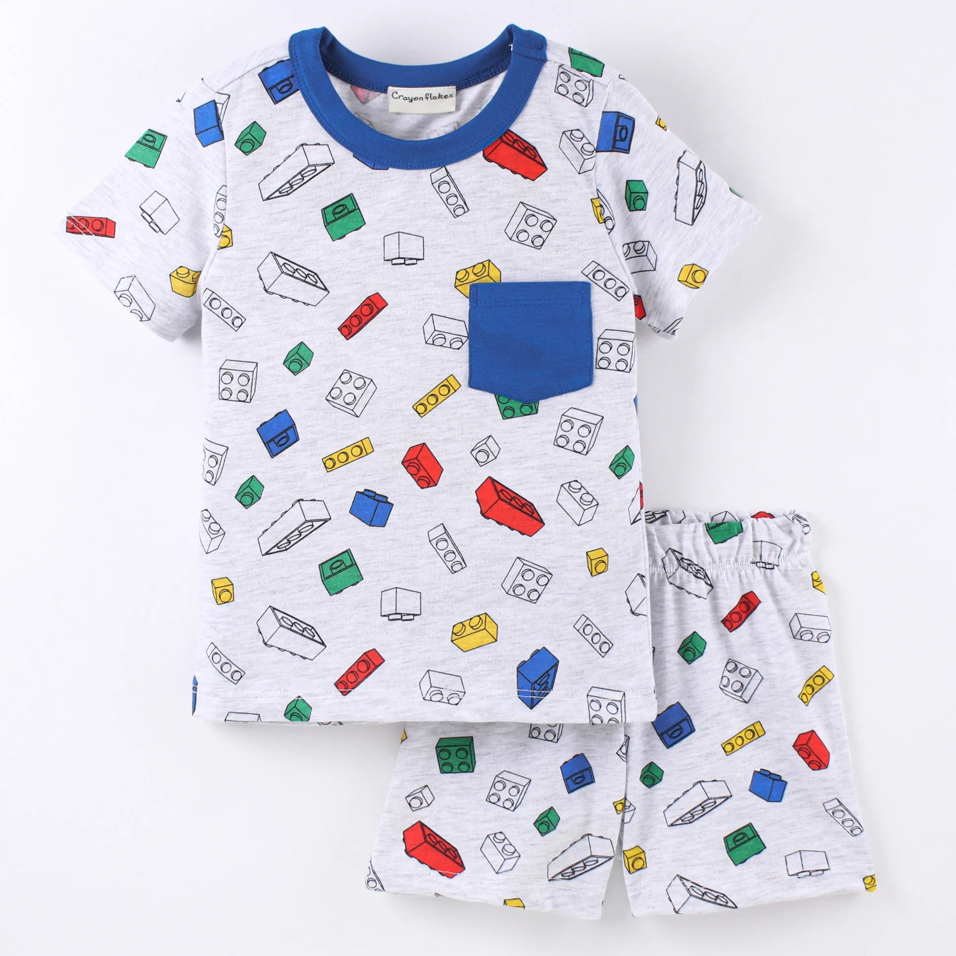 Blocks Printed Tshirt Short Set