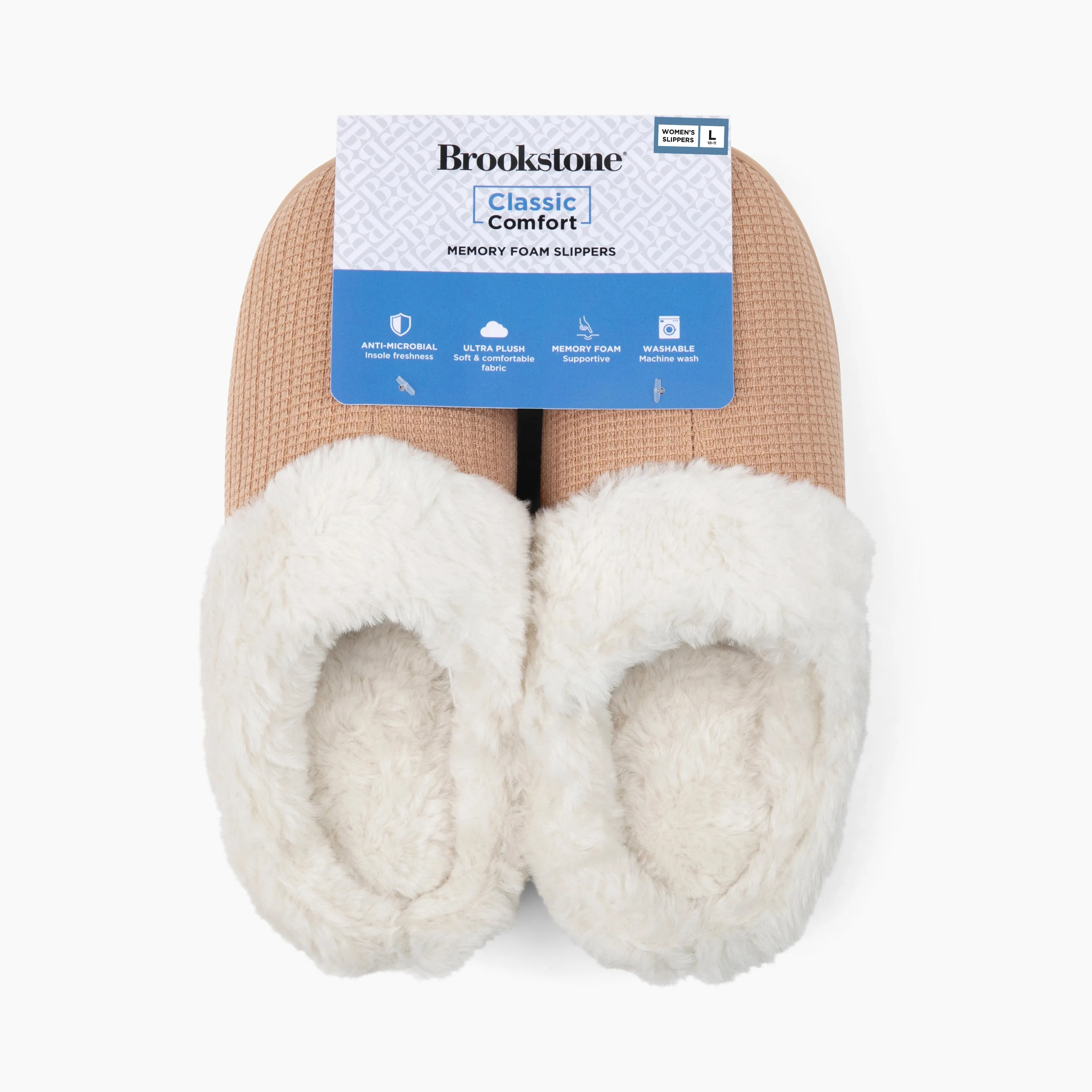 Brookstone Classic Comfort Memory Foam Slippers