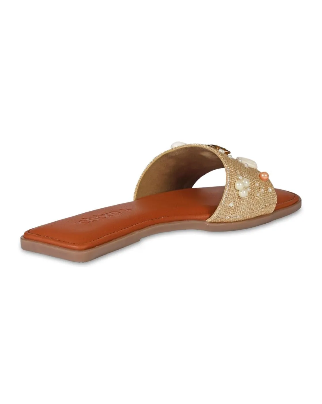 Brown Sea Shell Embellished Vacay Flats for Women