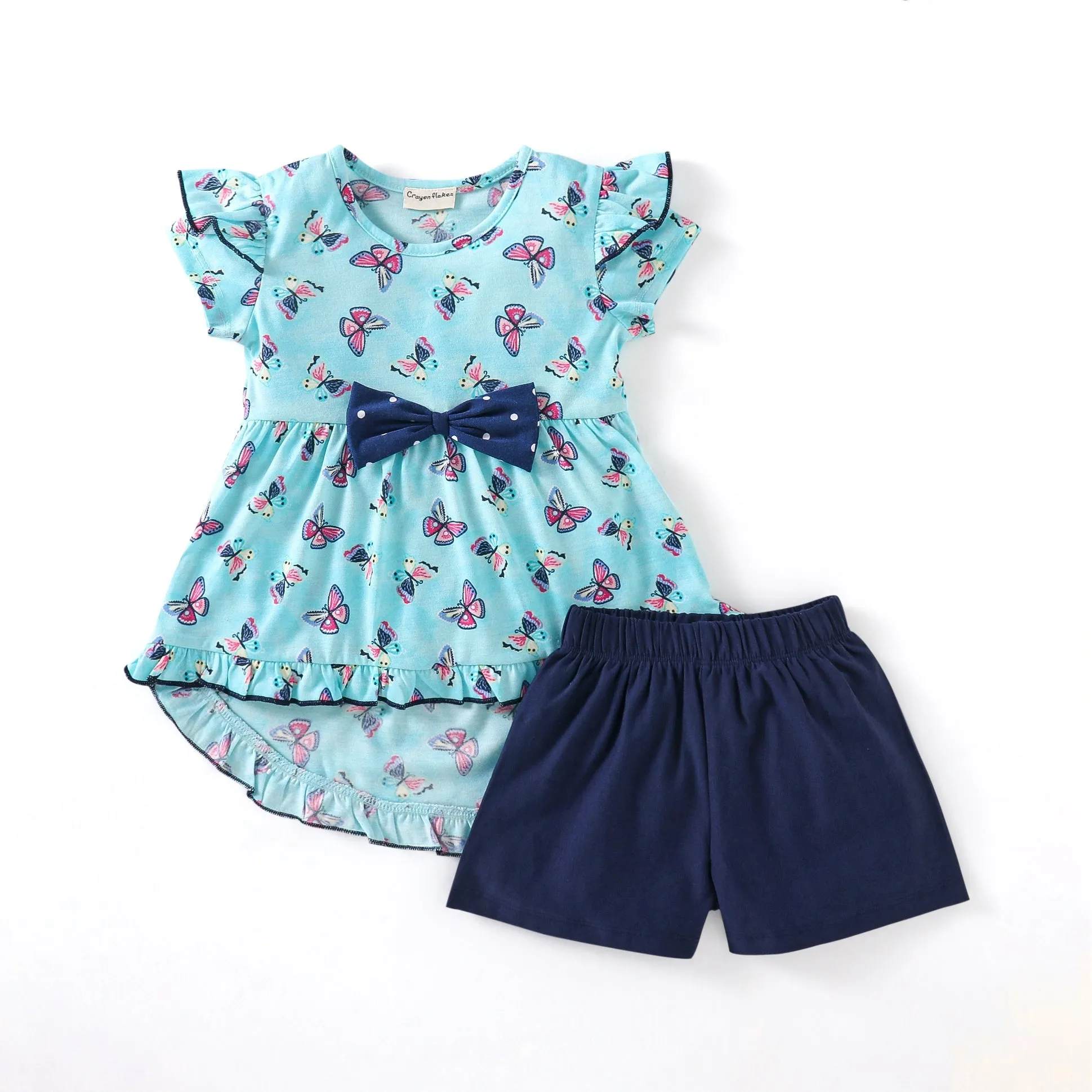 Butterfly Frill with Bow Top Shorts Set