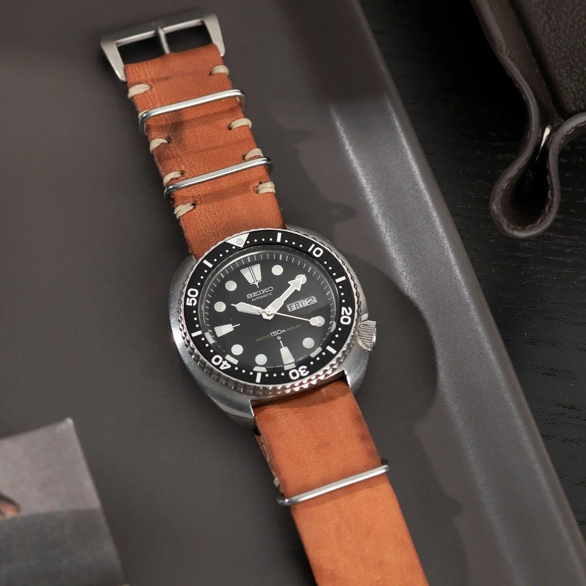 Caramel Brown Single Pass Leather Watch Strap