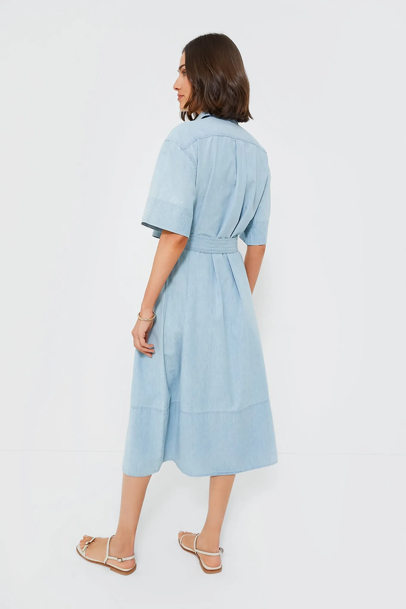 Chambray Cotton Matthew Shortsleeve Day Dress