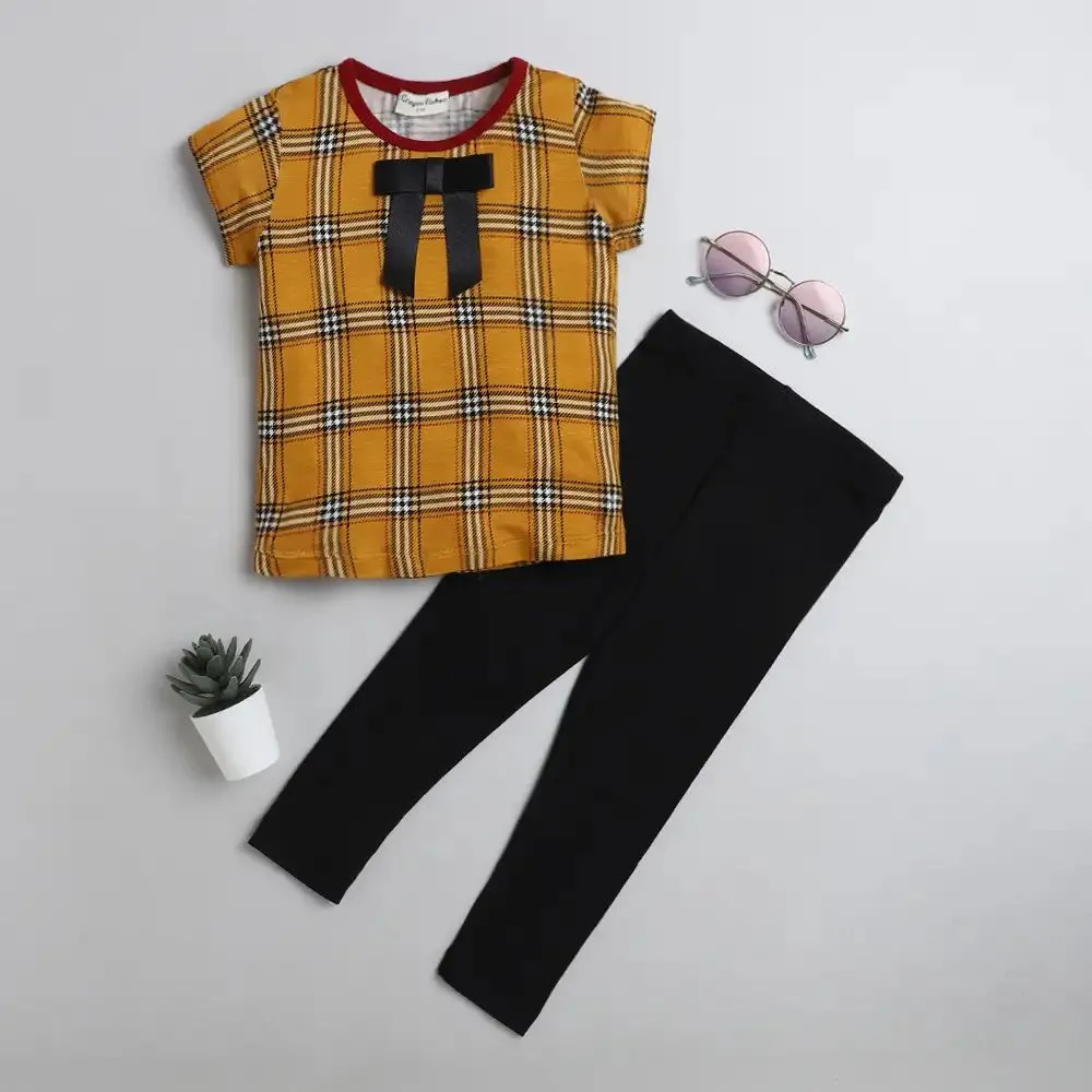 Checkered with Bow Leggings Set