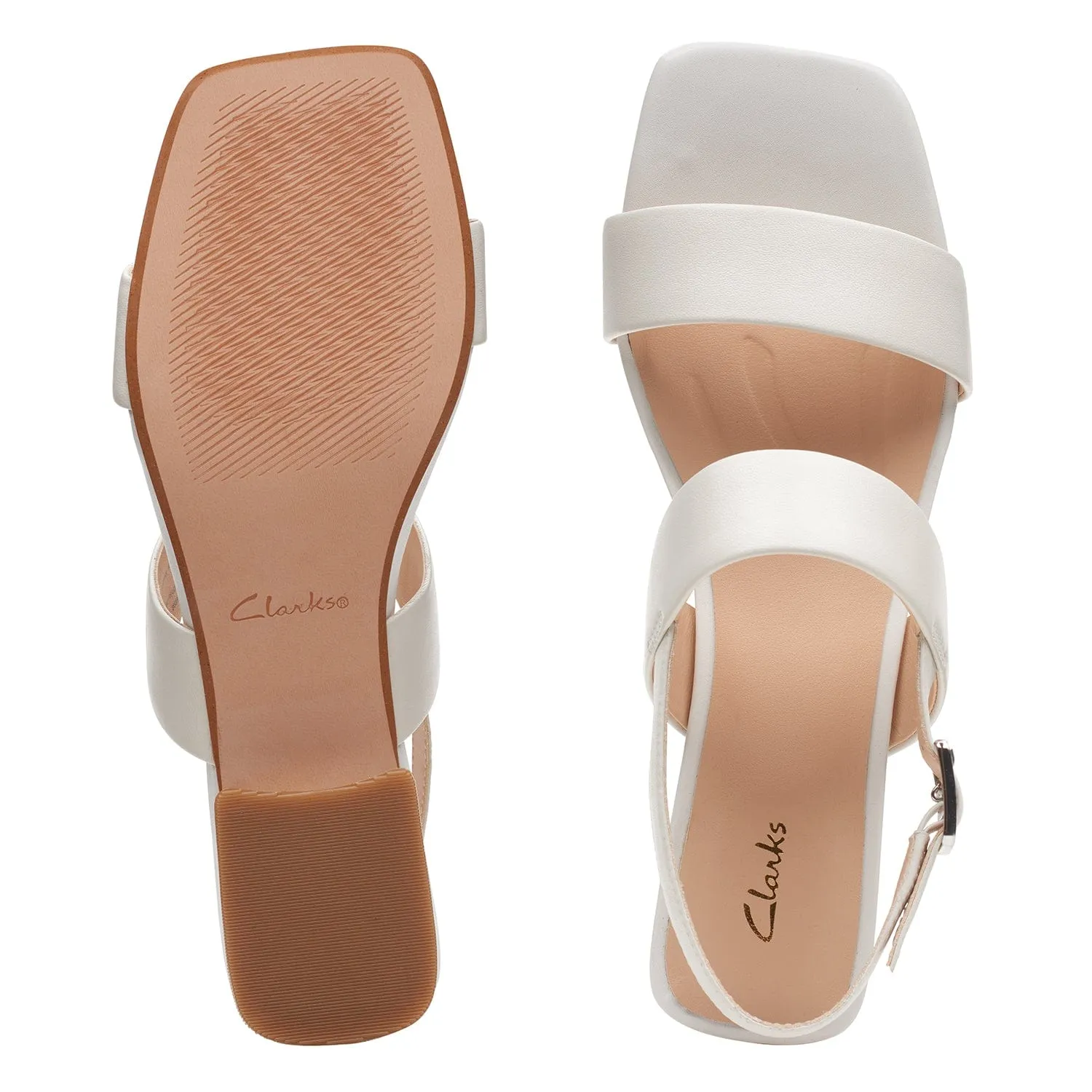 Clarks Seren25 Strap - Sandals - White Leather - 261648945 - E Width (Wide Fit)