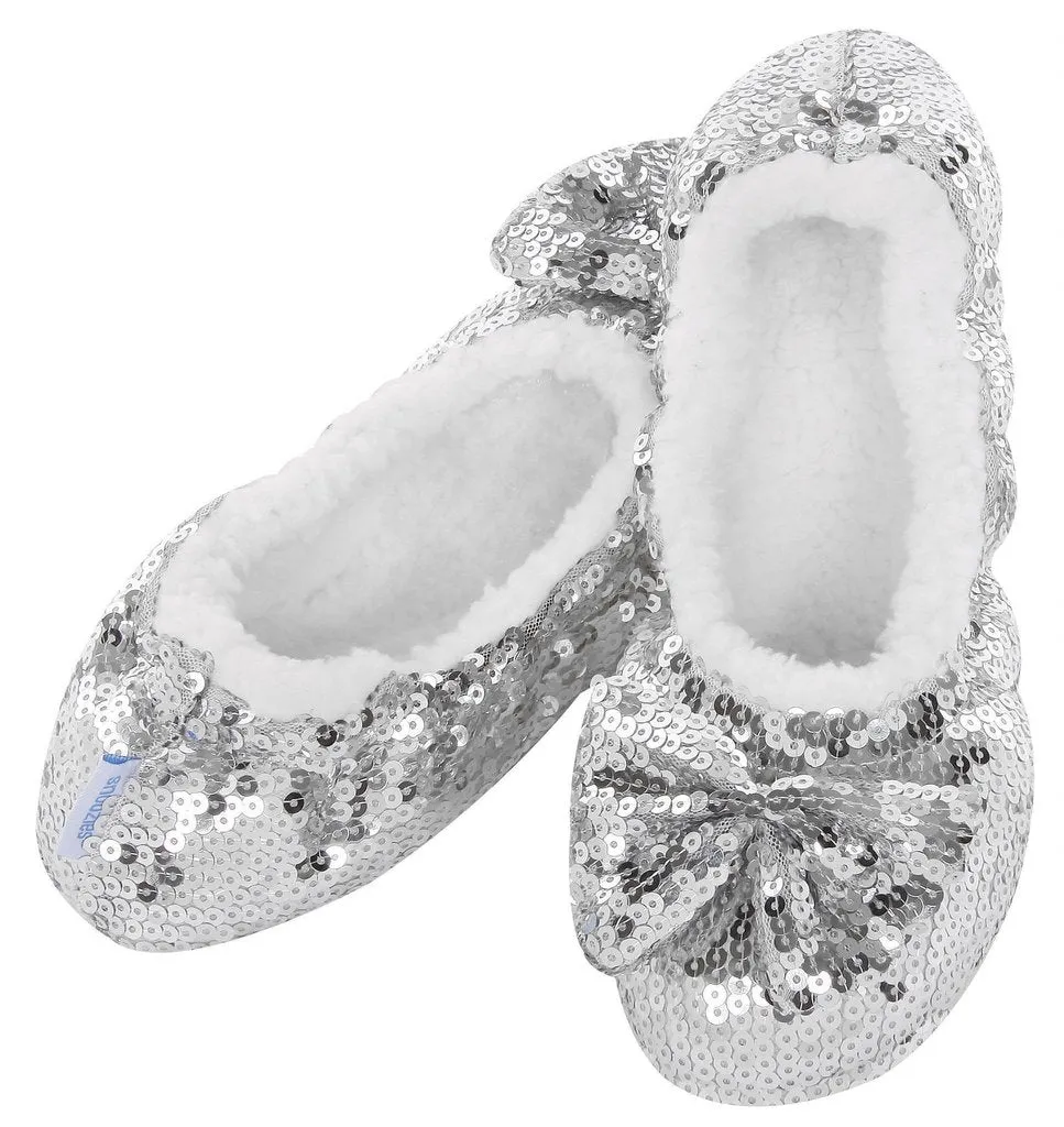 Classic Silver Sequin Slippers  LADIES SIZES