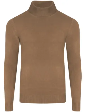 Craig Roll Neck Knitted Jumper in Taupe - Kensington Eastside