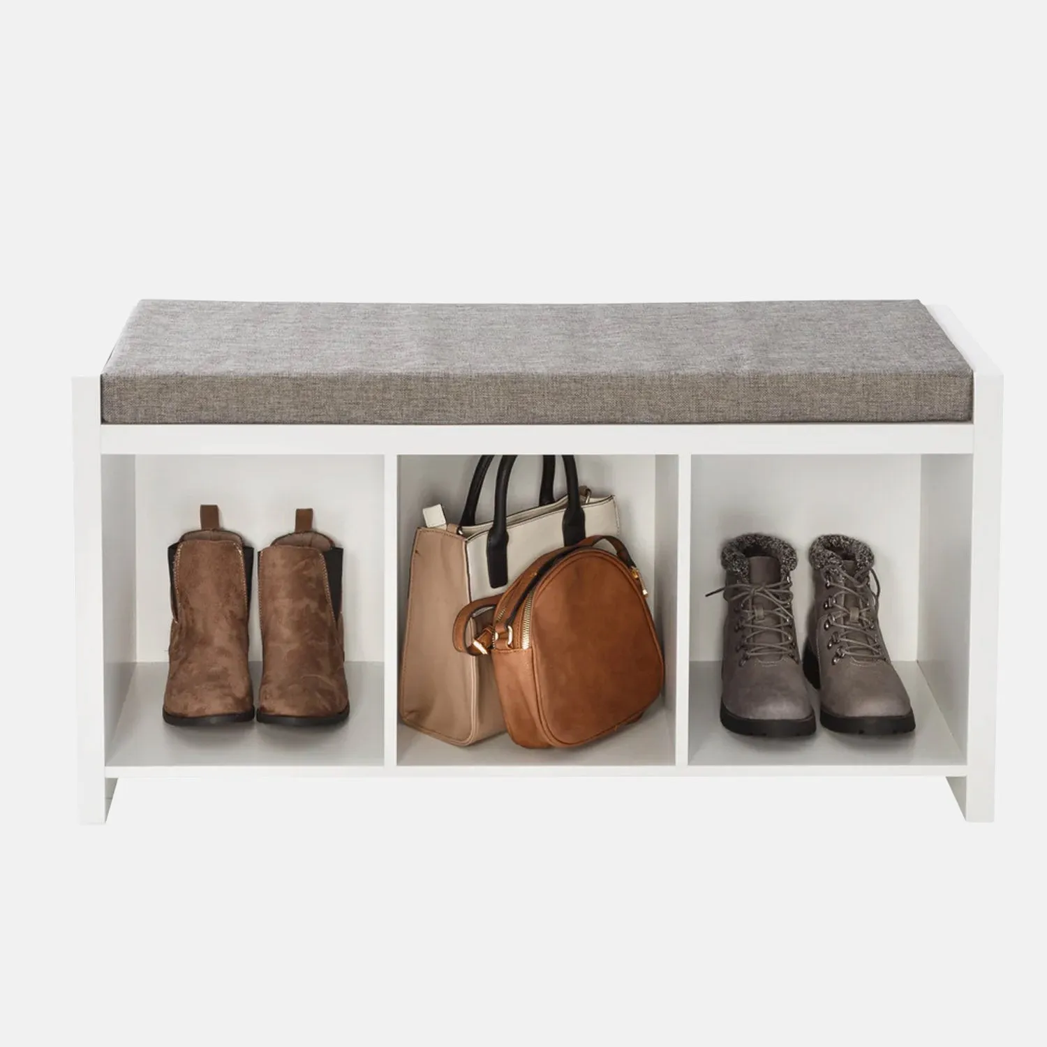 Cube Organizer Bench with Shoe Storage and Seat Cushion