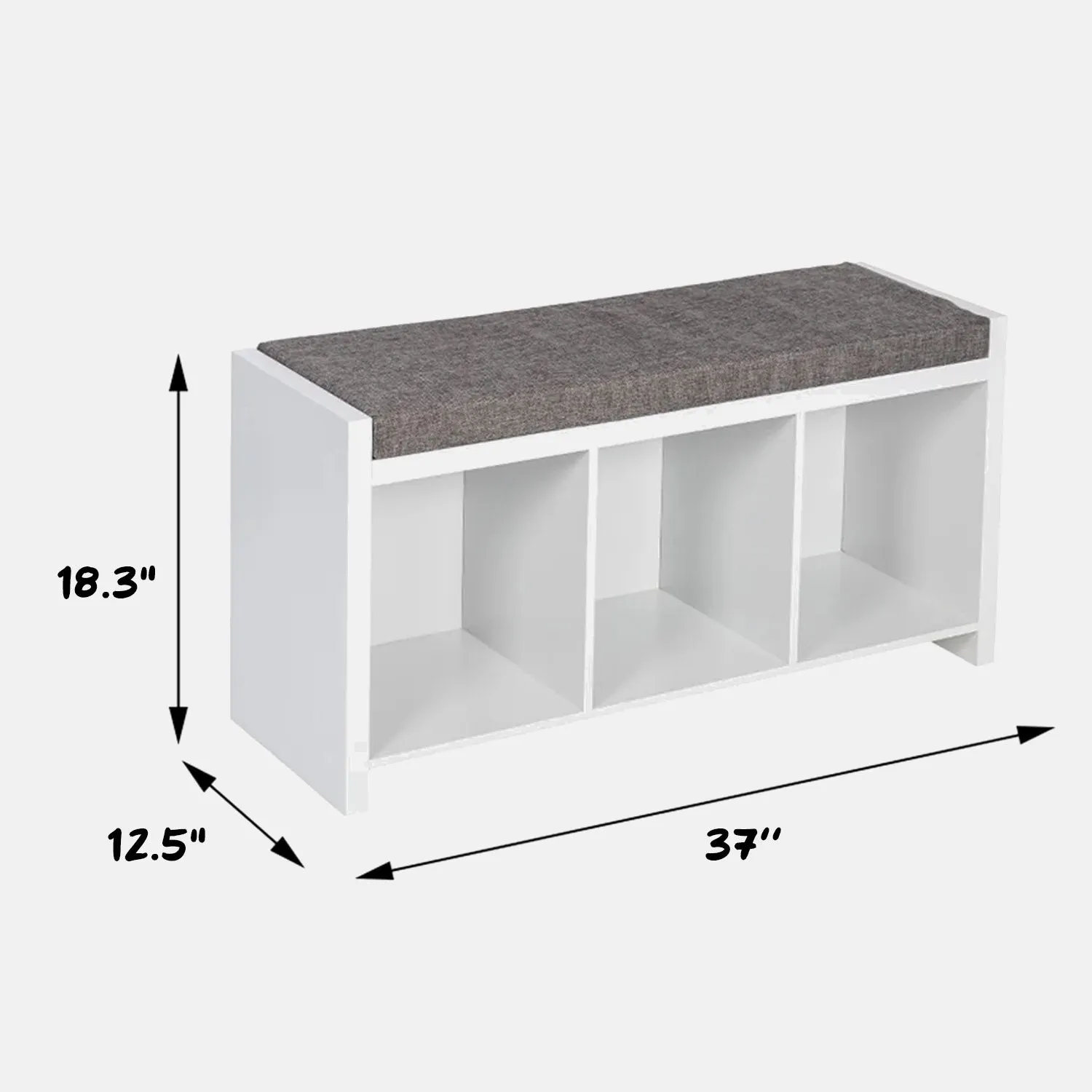 Cube Organizer Bench with Shoe Storage and Seat Cushion