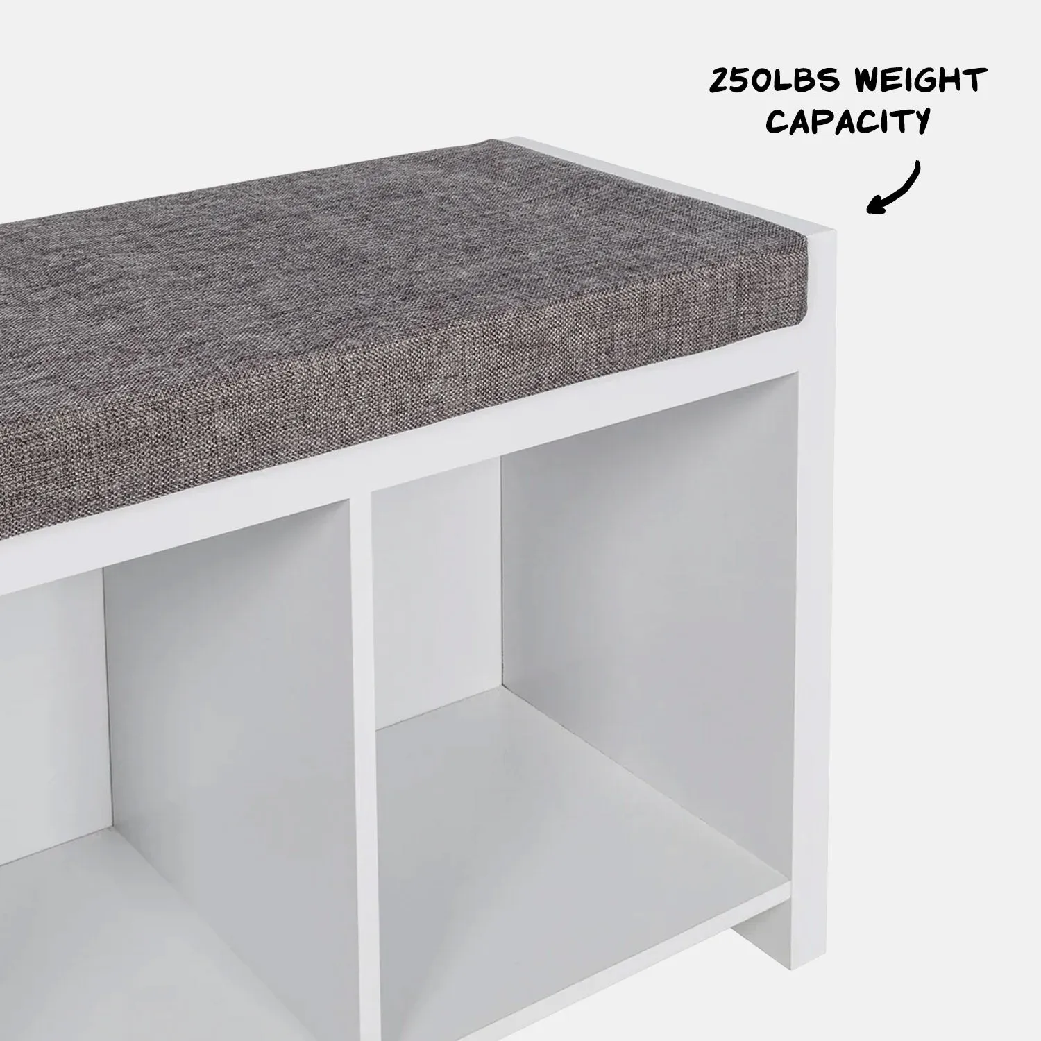 Cube Organizer Bench with Shoe Storage and Seat Cushion