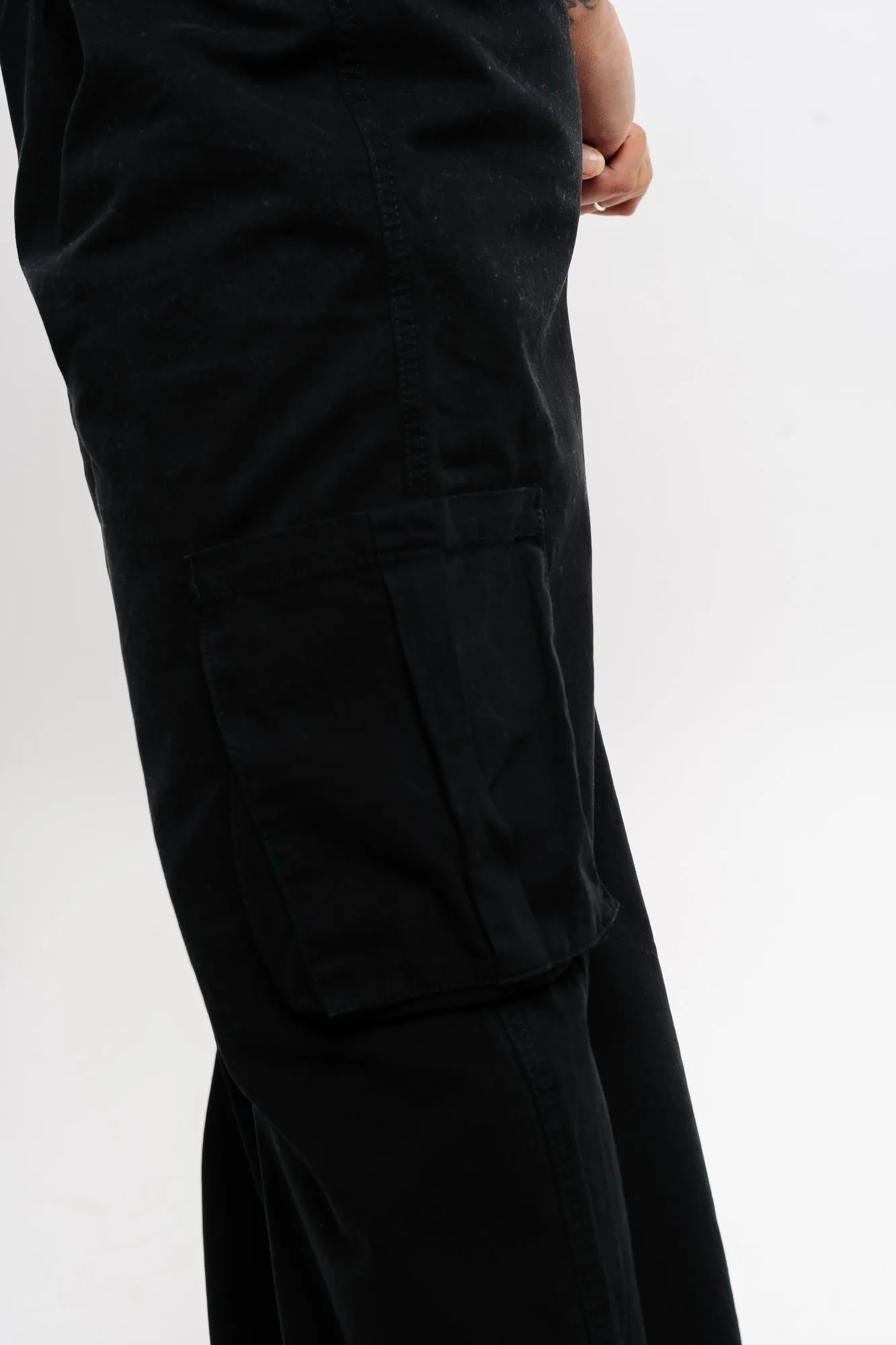 Denim Black Pleated Wide Balloon Pants