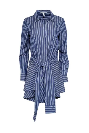 Derek Lam - Blue & White Stripe Print Belted Shirt Dress Sz 6