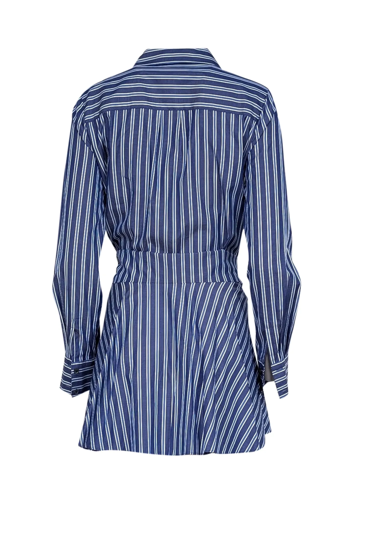 Derek Lam - Blue & White Stripe Print Belted Shirt Dress Sz 6