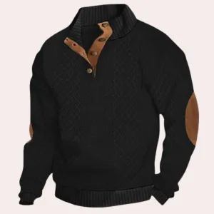 Derrall - Trendy herresweater med kraveknapper