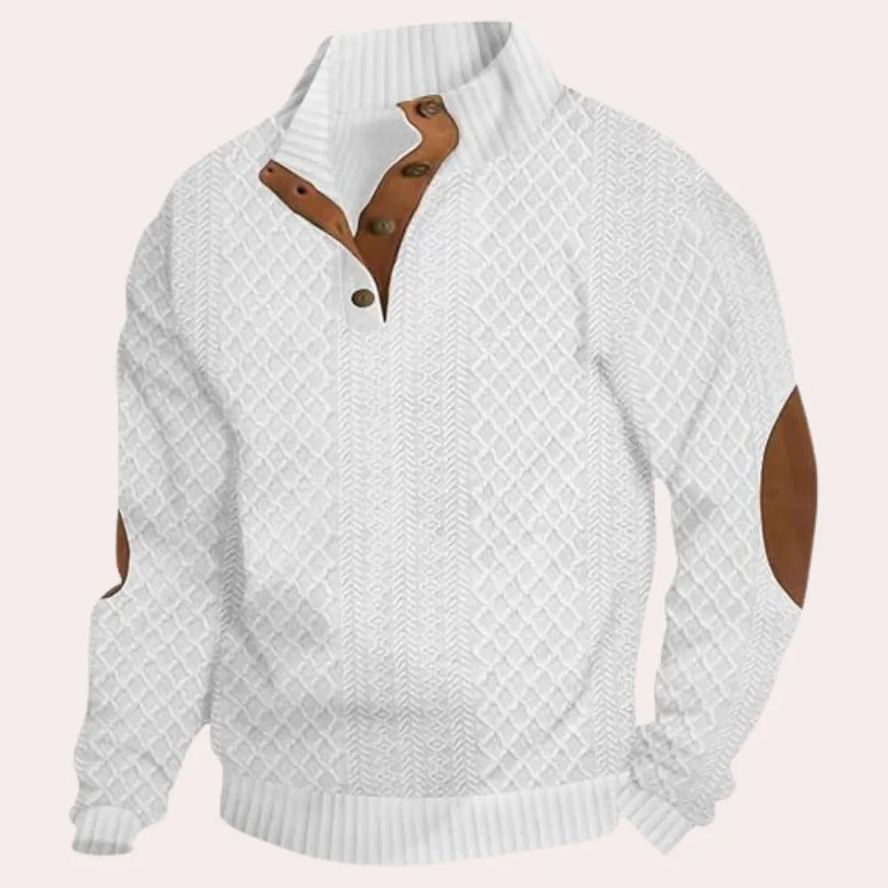 Derrall - Trendy herresweater med kraveknapper