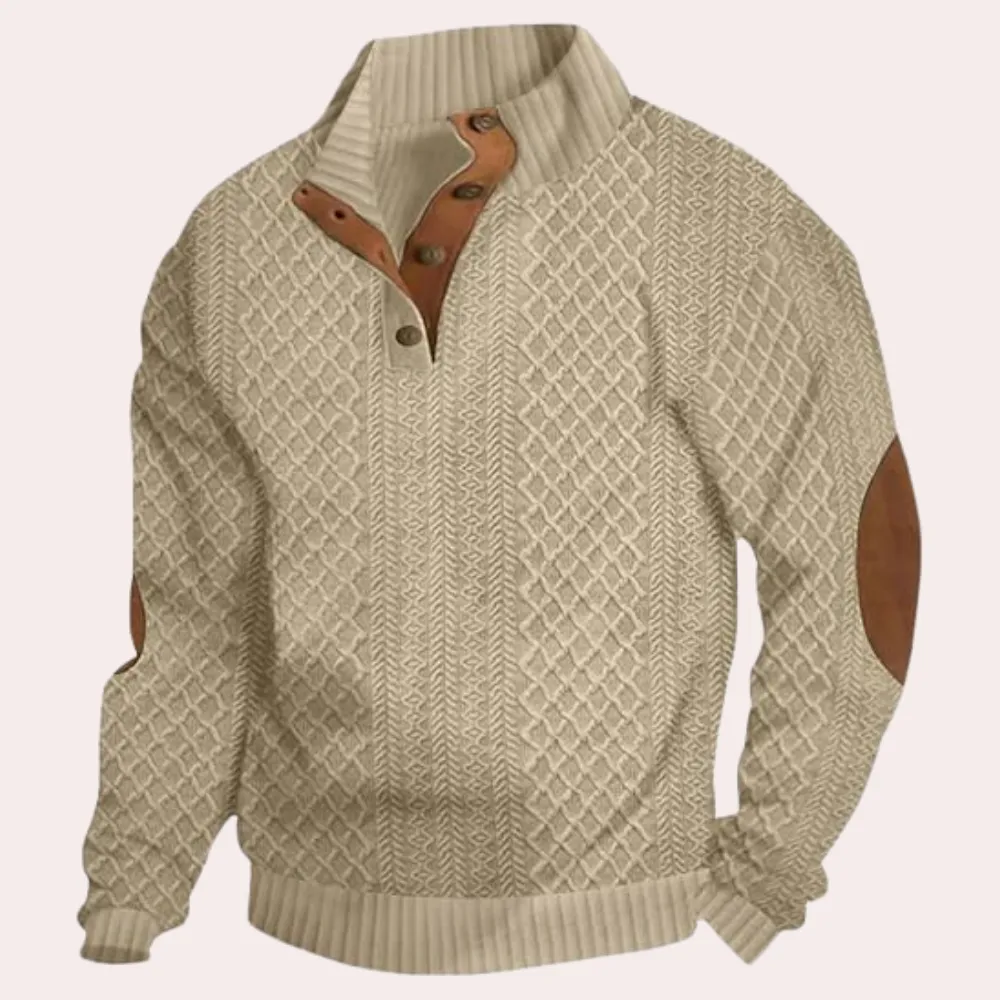 Derrall - Trendy herresweater med kraveknapper