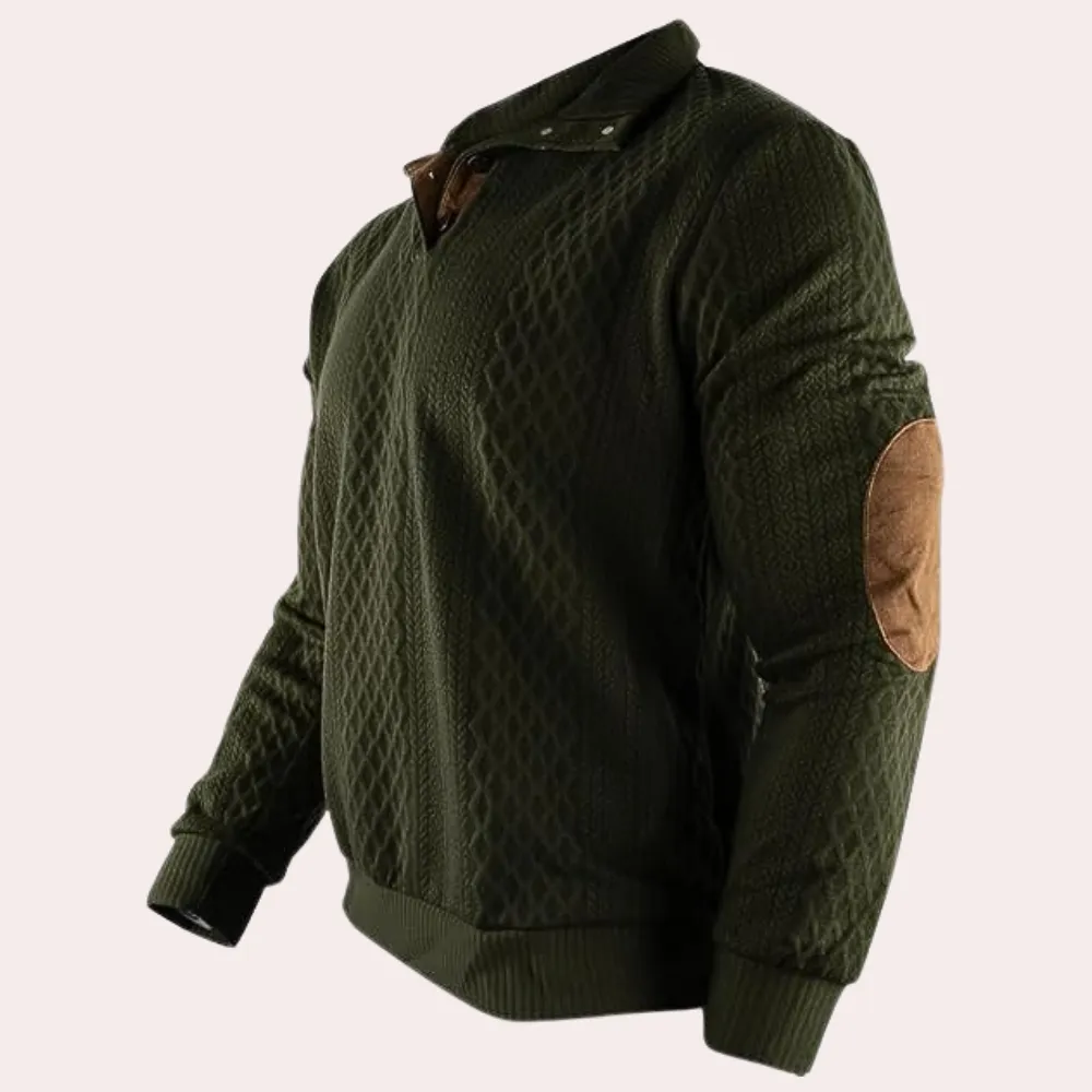 Derrall - Trendy herresweater med kraveknapper