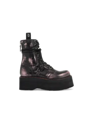 Double Stack Metallic Combat Boots