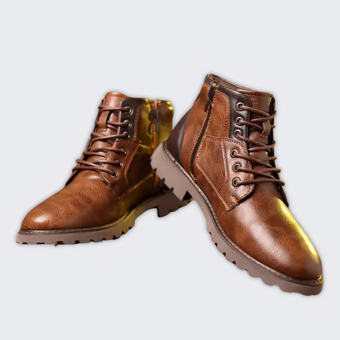 Durable Leather Lace-Up Boots for Comfort & Urban Style