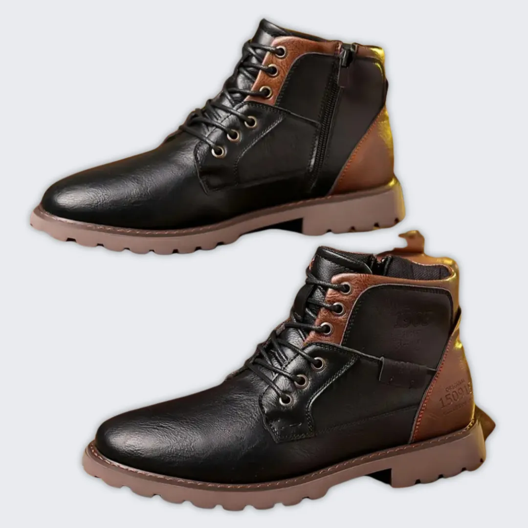 Durable Leather Lace-Up Boots for Comfort & Urban Style