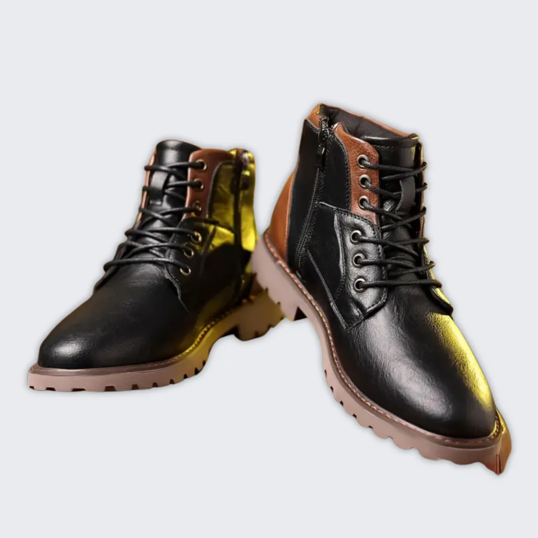 Durable Leather Lace-Up Boots for Comfort & Urban Style