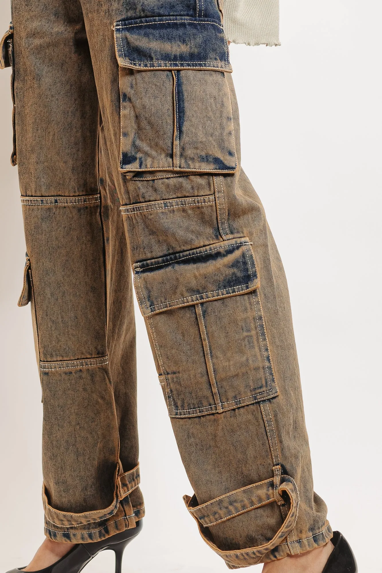 Earthy Tinted Cargo Jeans